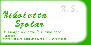 nikoletta szolar business card